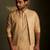 Beige plain chanderi nehru jacket set
