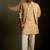 Beige plain chanderi nehru jacket set