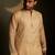 Beige plain chanderi nehru jacket set