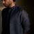 Beige plain chanderi nehru jacket set