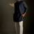 Beige plain chanderi nehru jacket set