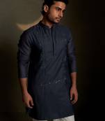 Blue plain chanderi kurta pajama