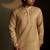Beige plain chanderi kurta pajama