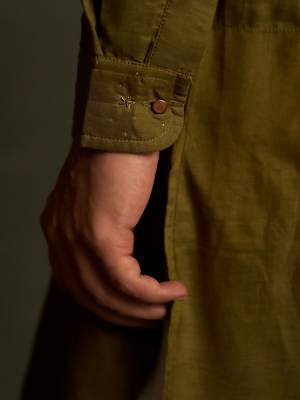 Green plain chanderi kurta pajama 4