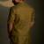 Green plain chanderi nehru jacket set