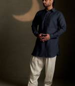 Blue plain chanderi kurta pajama
