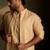 Beige plain chanderi nehru jacket