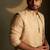 Beige plain chanderi nehru jacket