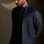 Blue plain chanderi nehru jacket
