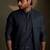 Blue plain chanderi nehru jacket