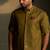 Green plain chanderi nehru jacket