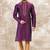 Men's magenta  straight kurta with jaqurd silk brocade and without lining