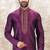 Men's magenta  straight kurta with jaqurd silk brocade and without lining