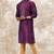 Men's magenta  straight kurta with jaqurd silk brocade and without lining