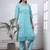 slik blend sea green straight kurta dupatta pant set cotton lining kurta