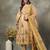 green and peach floral print cotton a-line kurta and trouser with dupatta set