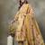 green and peach floral print cotton a-line kurta and trouser with dupatta set