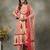 red and peach floral print cotton a-line kurta and trouser with dupatta set