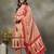 red and peach floral print cotton a-line kurta and trouser with dupatta set