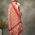 red and peach floral print cotton a-line kurta and trouser with dupatta set