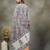 grey hand embroidery cotton straight kurta orange trouser dupatta set