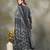 black floral print sequins work cotton a-line kurta and trouser with dupatta set