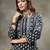 black floral print sequins work cotton a-line kurta and trouser with dupatta set