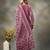 purple floral print sequins work cotton a-line kurta and trouser with dupatta set
