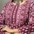 purple floral print sequins work cotton a-line kurta and trouser with dupatta set