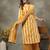 mustard floral print cotton straight kurta palazoo dupatta set