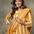 mustard floral print cotton straight kurta palazoo dupatta set
