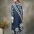 navy blue floral print cotton straight kurta palazoo dupatta set