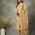 green and peach floral sequins work cotton a-line kurta and trouser dupatta set