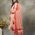 red and peach floral sequins work cotton a-line kurta and trouser dupatta set