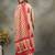 red and peach floral sequins work cotton a-line kurta and trouser dupatta set