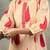 red and peach floral sequins work cotton a-line kurta and trouser dupatta set