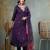 purple zari work a-line silk blend kurta trouser dupatta set cotton lining