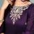 purple zari work a-line silk blend kurta trouser dupatta set cotton lining