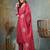 maroon zari work a-line chanderi silk kurta trouser dupatta set