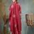 maroon zari work a-line chanderi silk kurta trouser dupatta set