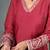 maroon zari work a-line chanderi silk kurta trouser dupatta set