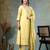 yellow resham embroidery a-line chanderi silk kurta palazoo dupatta set