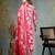 pink floral print anarkali silk blend kalidaar kurta trouser dupatta set
