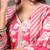 pink floral print anarkali silk blend kalidaar kurta trouser dupatta set