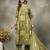green sequins work pure cotton a-line kurta trouser dupatta set