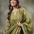 green sequins work pure cotton a-line kurta trouser dupatta set