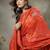 orange sequins work pure cotton a-line kurta trouser dupatta set