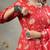 red cotton maternity kurta set with tie dye doriya dupatta set