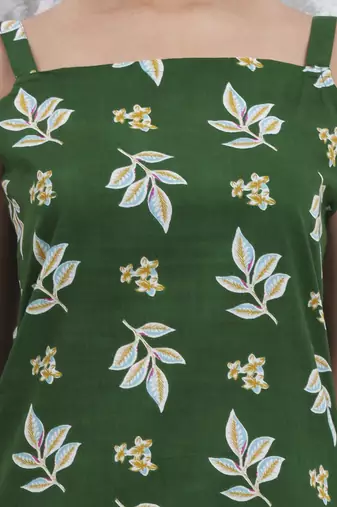 green cotton sleeveless kurta palazzo dupatta set