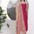 pink solid straight silk blend sleeveless kurta trouser dupatta set